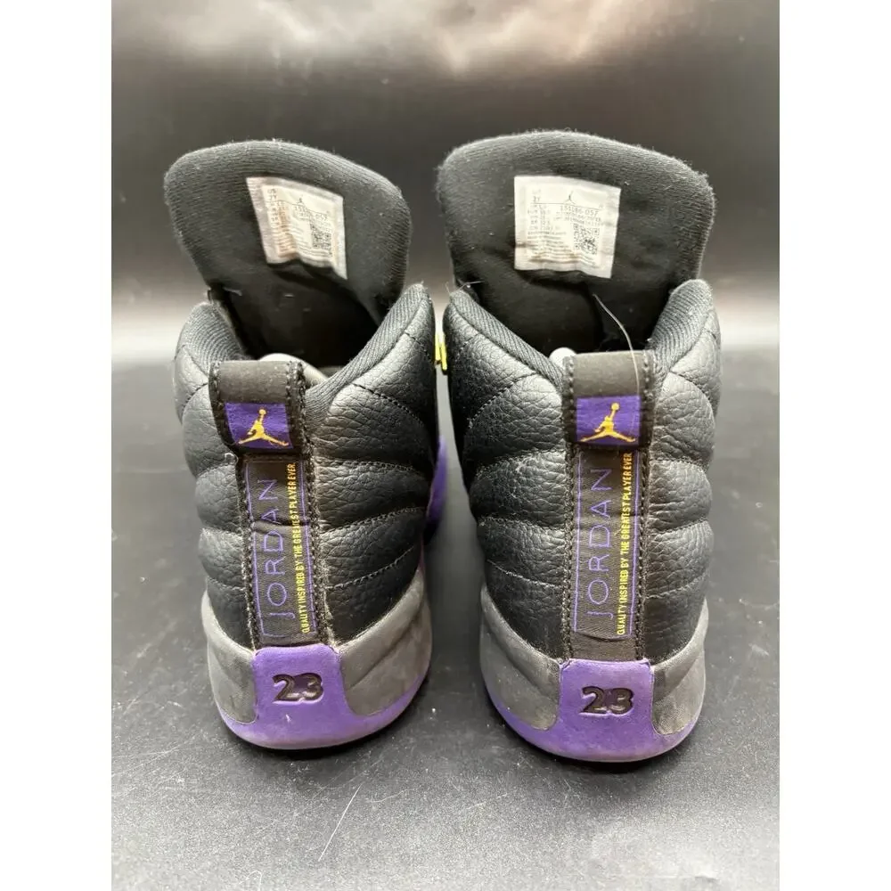 Nike Air Jordan 12 Retro Shoes Youth 2Y Black Purple Basketball Sneaker NO LACES